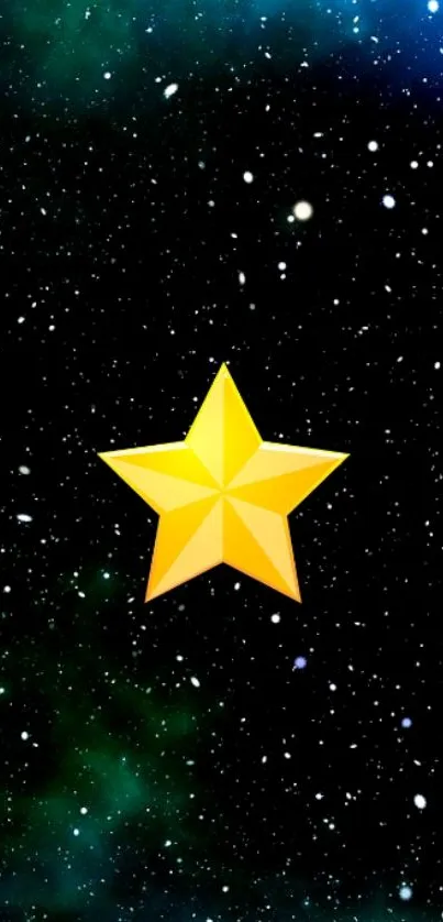 Yellow star on a starry galaxy background wallpaper.