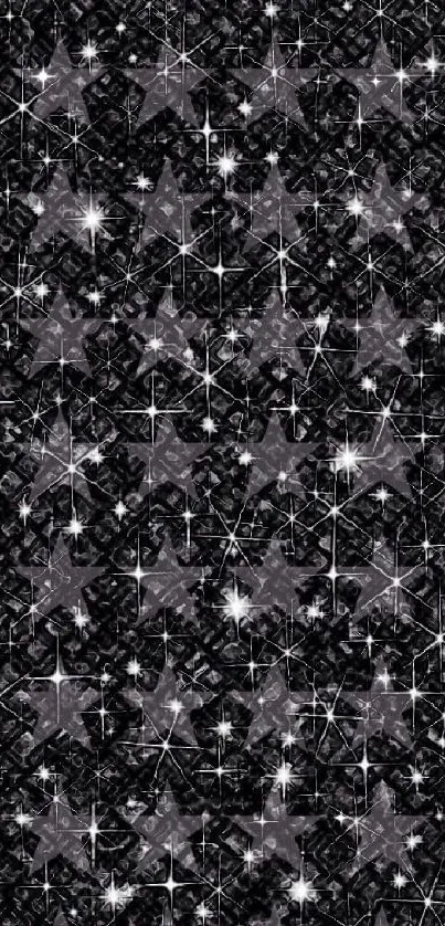 Starry night glitter wallpaper with dazzling dark stars.