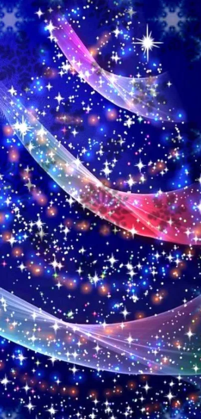 Enchanting starry night wallpaper with colorful glowing stars.