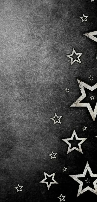 Black and white starry mobile wallpaper with a textured background.