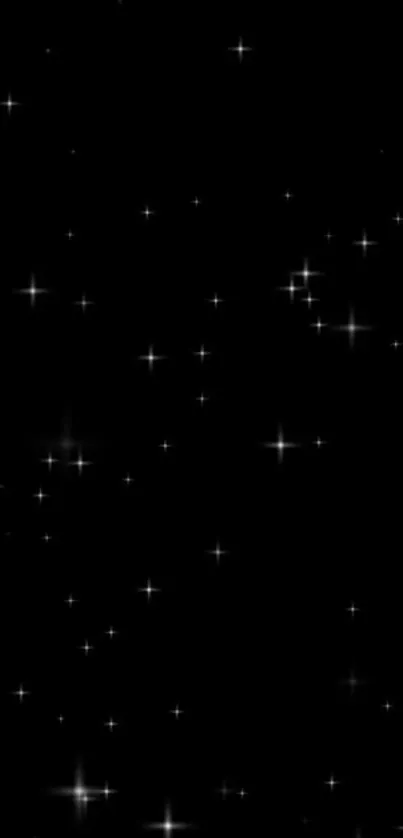 Starry night wallpaper showing twinkling stars on a black background.