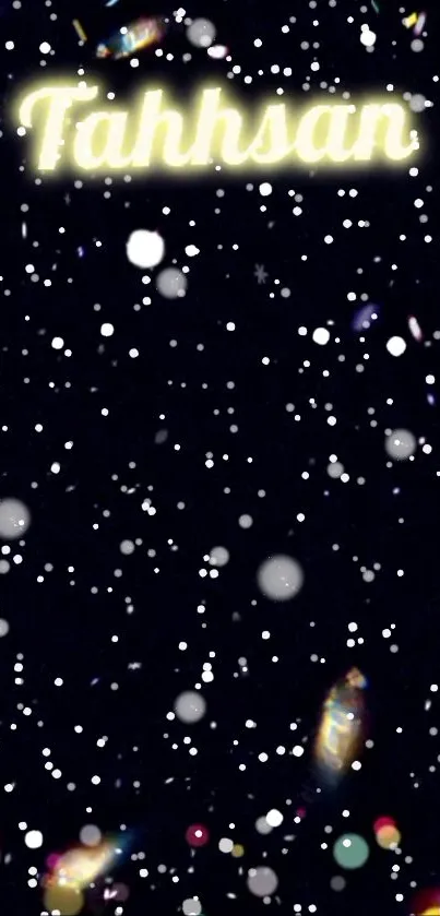 Starry night mobile wallpaper with dark celestial background and white bright spots.