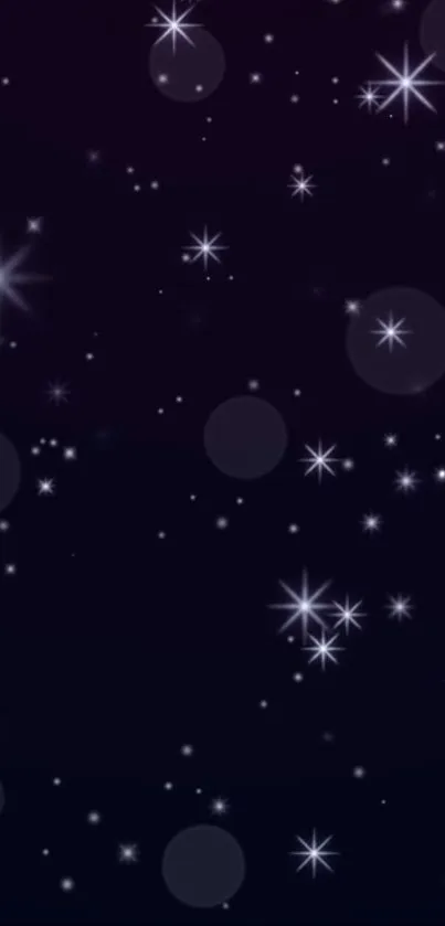 A starry night sky wallpaper with sparkling stars on a dark blue background.