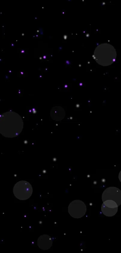 Starry night mobile wallpaper with purple stars and dark background.