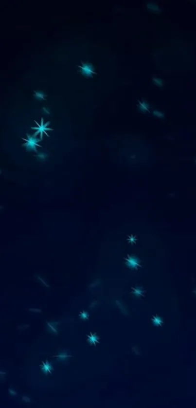 Starry night mobile wallpaper with glowing blue stars on a dark background.