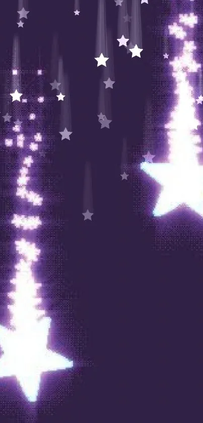 Mobile wallpaper featuring luminous stars on a deep purple background.