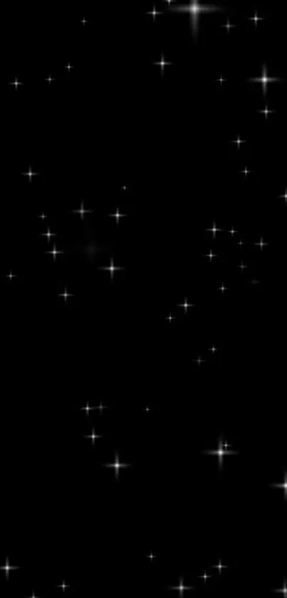 Starry night wallpaper with black background and white stars.