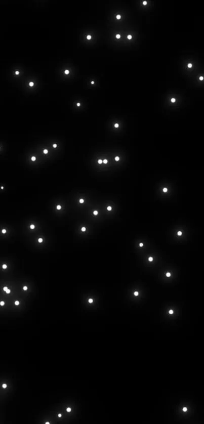 Starry night wallpaper with glowing white dots on a black background.