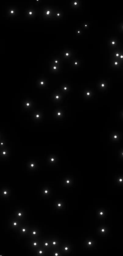 Minimalist starry night mobile wallpaper with black background and white stars.