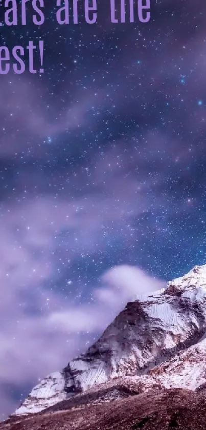 Starry night mountain scene with majestic peaks and serene sky.