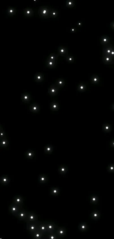 Starry sky wallpaper with glowing dots on a black background.