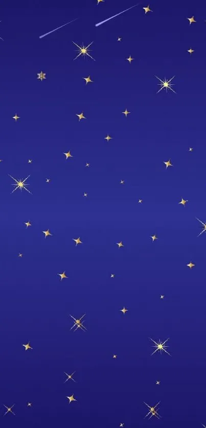 Deep blue wallpaper with golden stars.