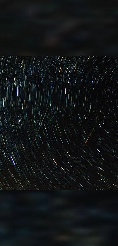 Mesmerizing star trails forming a swirling pattern in the night sky.