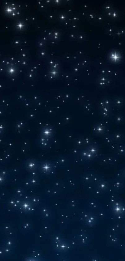 Dark blue wallpaper with numerous twinkling stars.