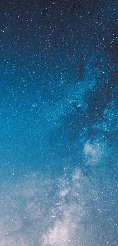 Beautiful starry night sky wallpaper with galaxy and blue gradient.