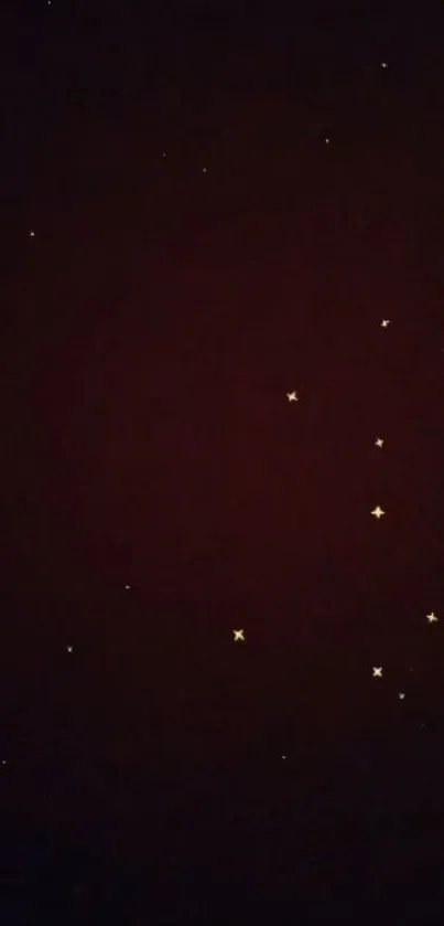 Dark red wallpaper with tiny scattered stars.