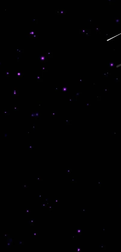 Starry night mobile wallpaper with purple stars on a black background.