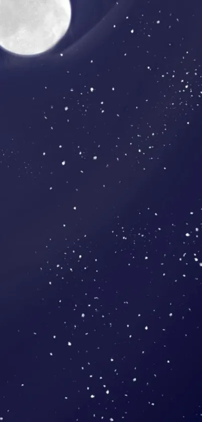 A starry night sky wallpaper with a glowing moon and scattered stars.