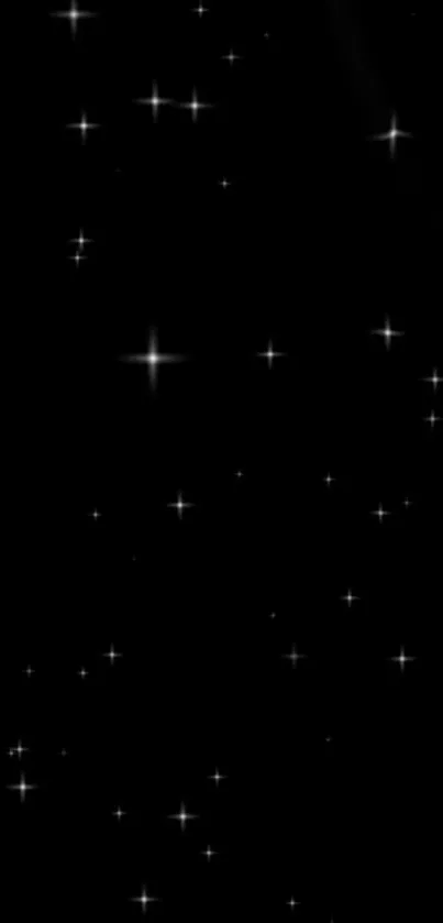 Starry night sky wallpaper with a black background and white stars.