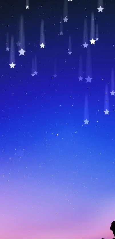 Mobile wallpaper of a starry night sky with shooting stars.