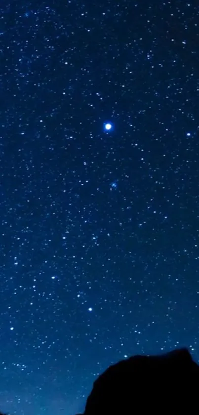 A stunning starry night sky with countless bright stars on a deep blue background.