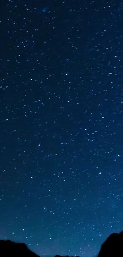 Starry night sky mobile wallpaper with blue hues and sparkling stars.