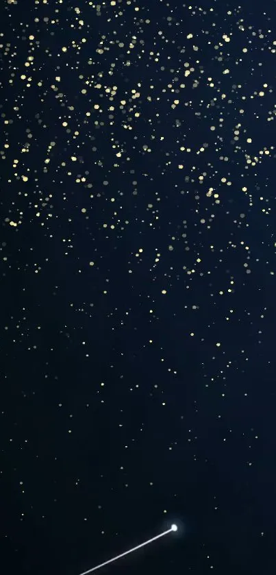 Mobile wallpaper with a starry night sky and gold stars.