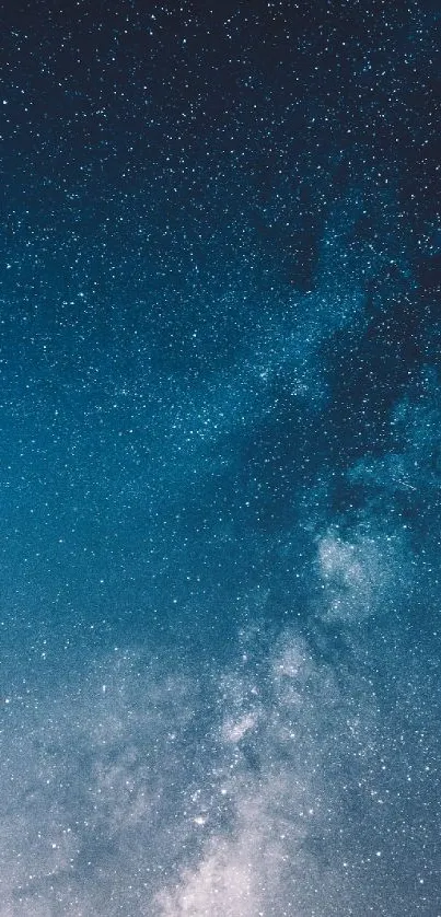 Starry night sky with bright stars and cosmic clouds in the background.