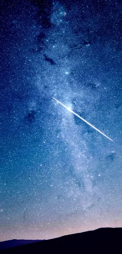 Starry night sky with shooting star wallpaper.