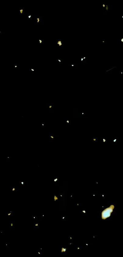 Mobile wallpaper of a starry night sky with golden stars on a dark background.