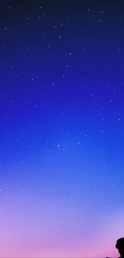 Starry night sky with blue and purple gradient hues on mobile wallpaper.