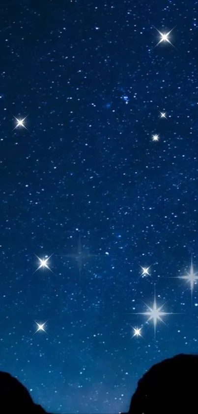 Starry night sky wallpaper with twinkling stars.