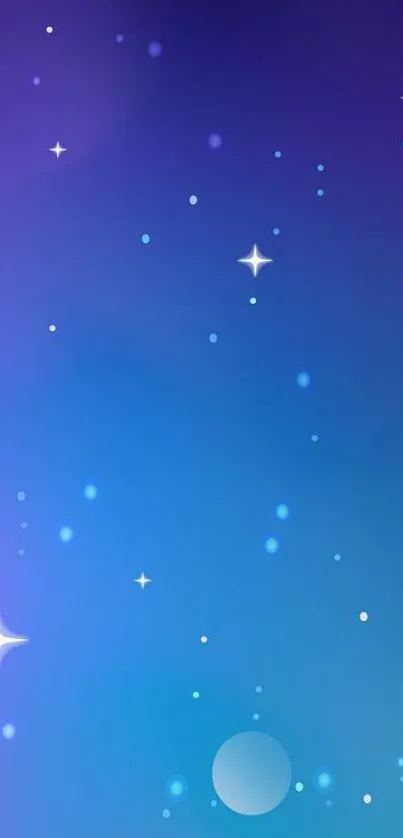 Blue and purple starry night sky wallpaper with glowing stars.