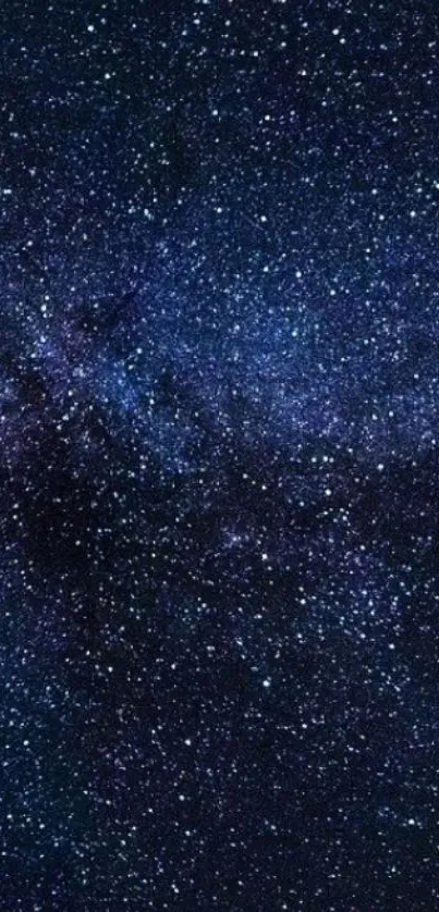 Starry night sky wallpaper featuring a galaxy of stars on a dark blue background.