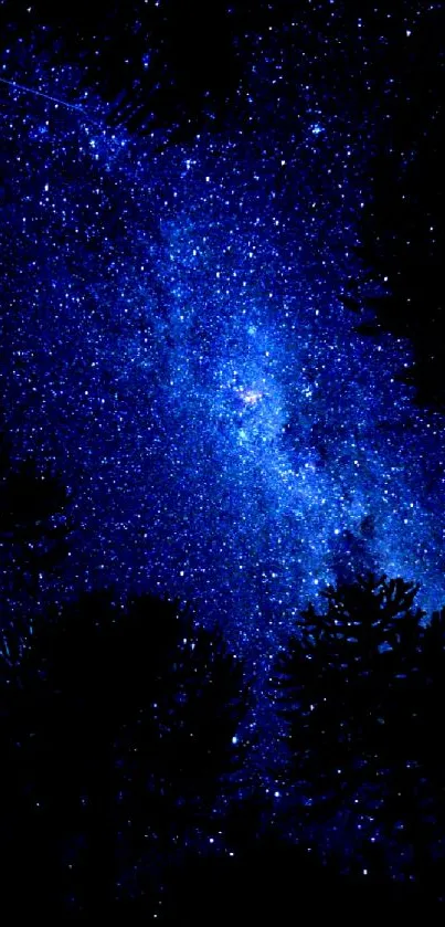 Deep blue starry night sky with galaxy view.