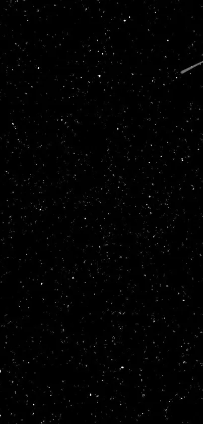 Artwork of a starry night sky with a shooting star on a black background.