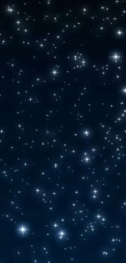 Starry night sky wallpaper with bright stars on a dark blue background.