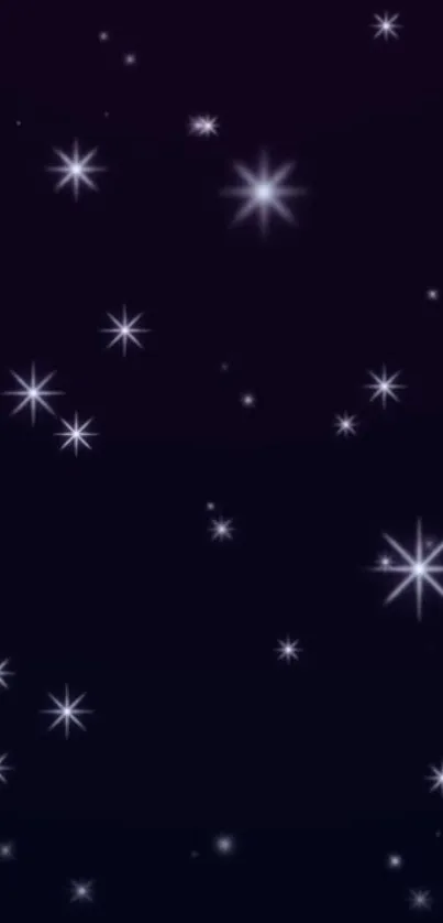 Starry night sky with glowing stars on mobile wallpaper.