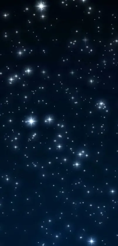 Starry night sky with bright stars