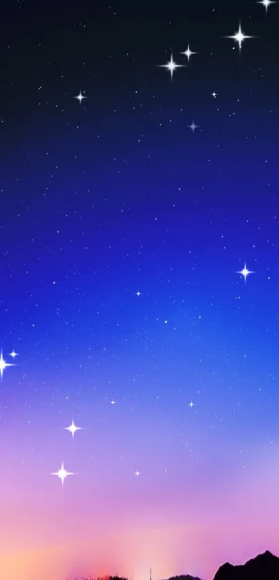 Starry night sky wallpaper with twinkling stars and vivid colors.