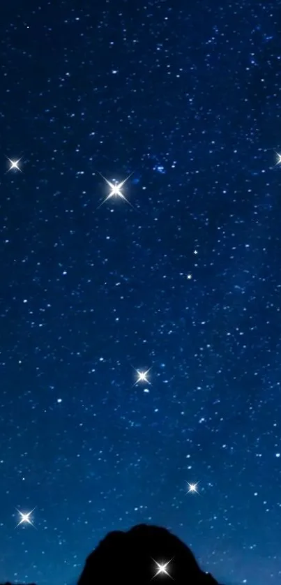 Starry night sky wallpaper with bright stars.