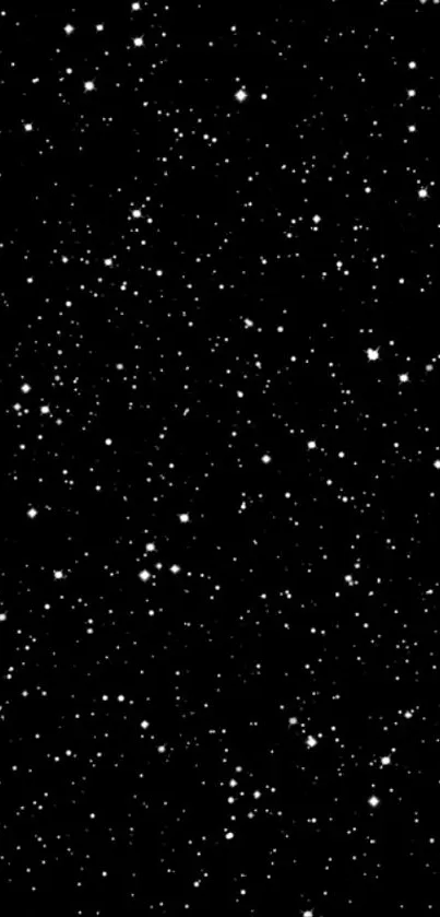 Mobile wallpaper of a starry night sky with scattered white stars on black background.