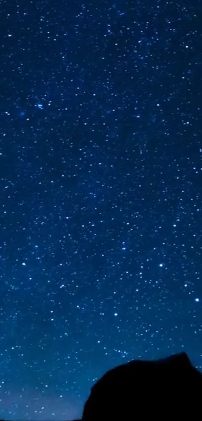 Star-filled dark blue night sky mobile wallpaper.