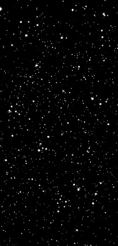 Mobile wallpaper featuring a starry night sky with bright white stars on a black background.