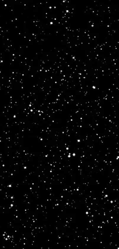 A starry night sky wallpaper with white stars on a black background.