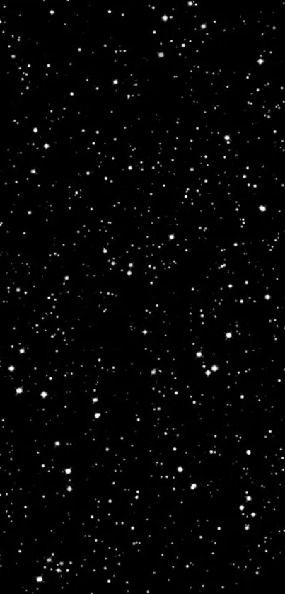 Black wallpaper with white twinkling stars in a night sky.