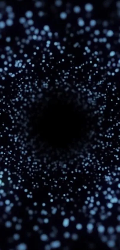 Starry night vortex wallpaper with glowing dots on a black background.