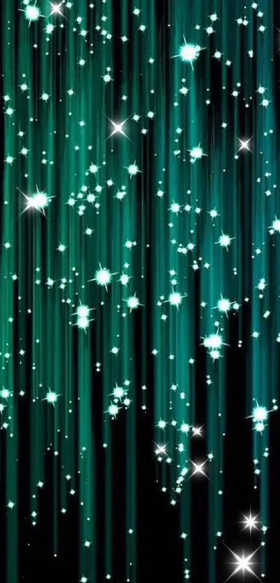 Teal starry mobile wallpaper with cascading stars.