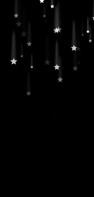 Mobile wallpaper featuring falling stars on a black background.