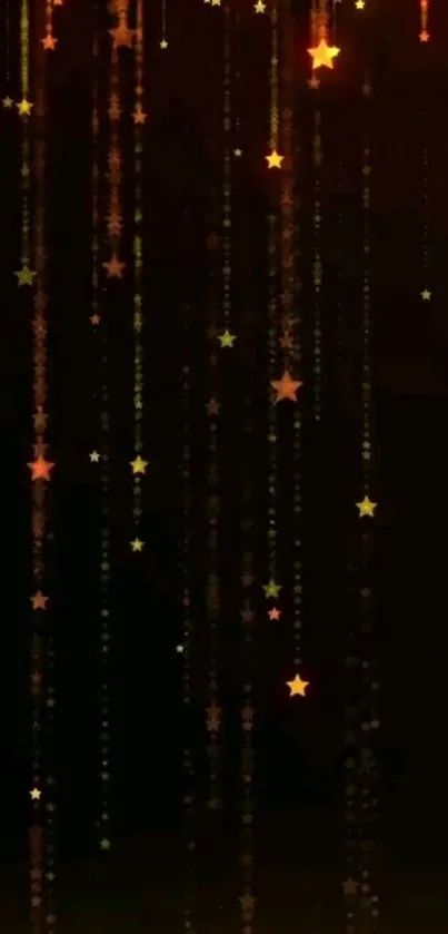 Mobile wallpaper with cascading orange stars on a dark background.